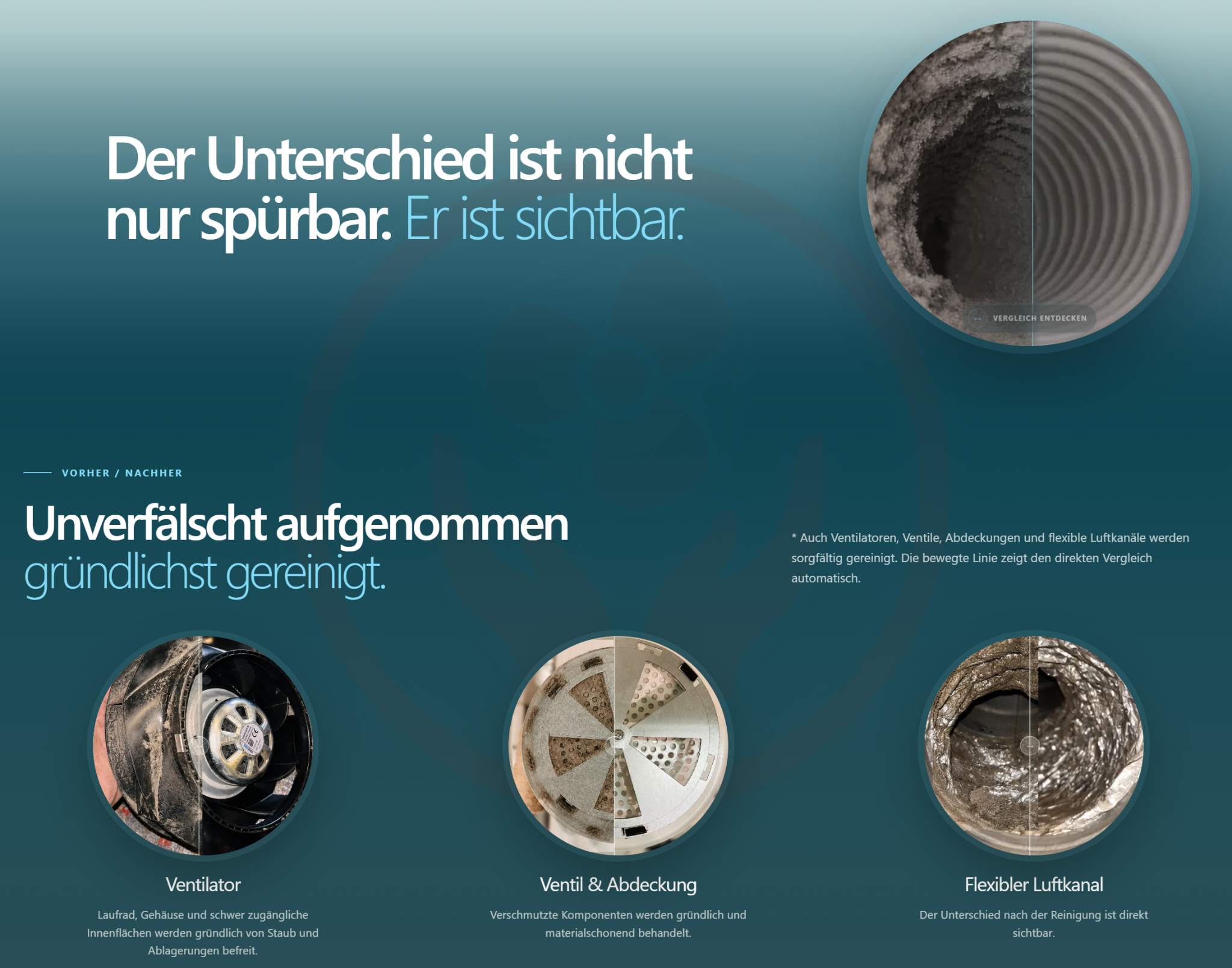 Landingpage der Werbekampagne für Lüftungs- und Anlagenwartung